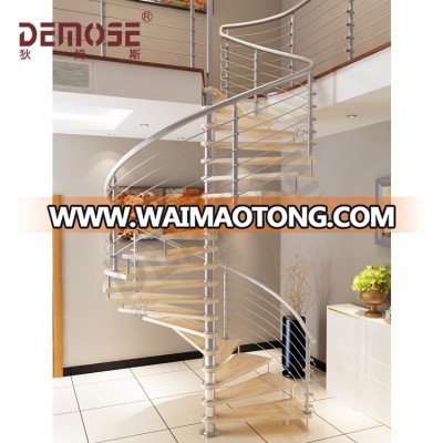 Popular small space SS 304 SS316 beautiful modern style indoor Curved stainless steel spiral stairs staircase for sale