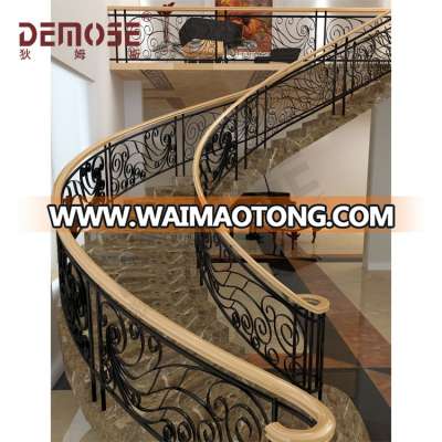 Retro classic  prefab wrought iron stair handrail railings  prefabricated apartment building stairs