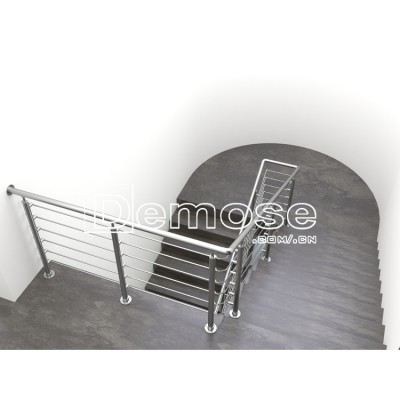 Assembled Pure Stainless Steel Stair Railings Without Welding Through Round Tube Brushed Railings