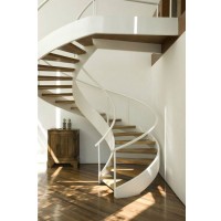 With Metal Railing And Thick Wood Stair Tread Modern Staircase Ideas Arc Curved Stairs For Indoor Use